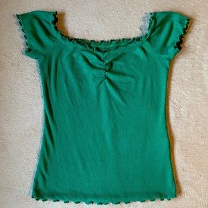 Green Over the Shoulder Crop Top